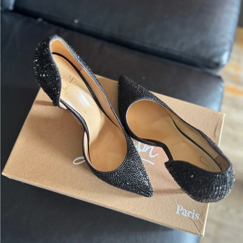 Christian Louboutin Black Glitter Heels - Picture 2 of 10